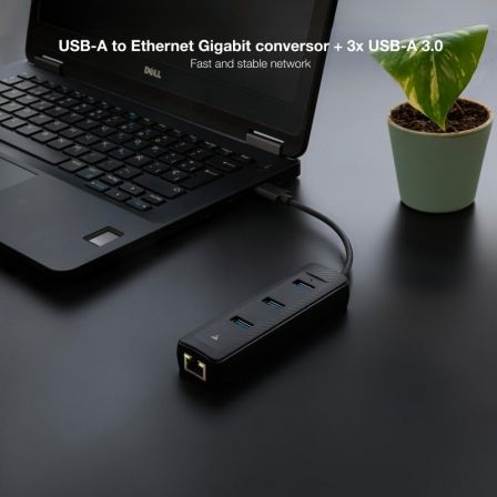 Nanocable Hub USB 3.0 10.16.4604 - 3 Puertos USB-A 3.0 + 1 Puerto Ethernet RJ45 Gigabit, Negro, 15 cm Nanocable Hub USB 3.0 10.16.4604 - 3 Puertos USB-A 3.0 + 1 Puerto Ethernet RJ45 Gigabit, Negro, 15 cm